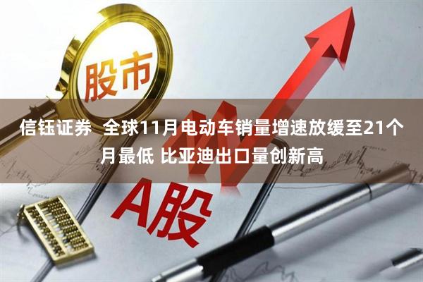信钰证券  全球11月电动车销量增速放缓至21个月最低 比亚迪出口量创新高