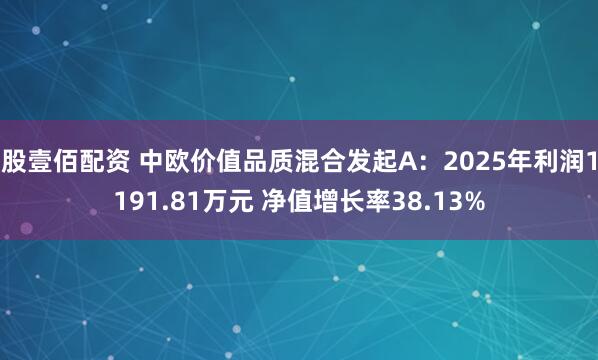 股壹佰配资 中欧价值品质混合发起A:2025年利润1191.81万元 净值增长率38.13%