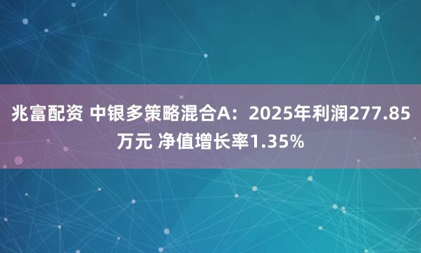 兆富配资 中银多策略混合A：2025年利润277.85万元 净值增长率1.35%